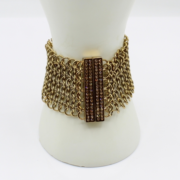 Vintage open weave mesh & rhinestone bracelet - Picture 2 of 10